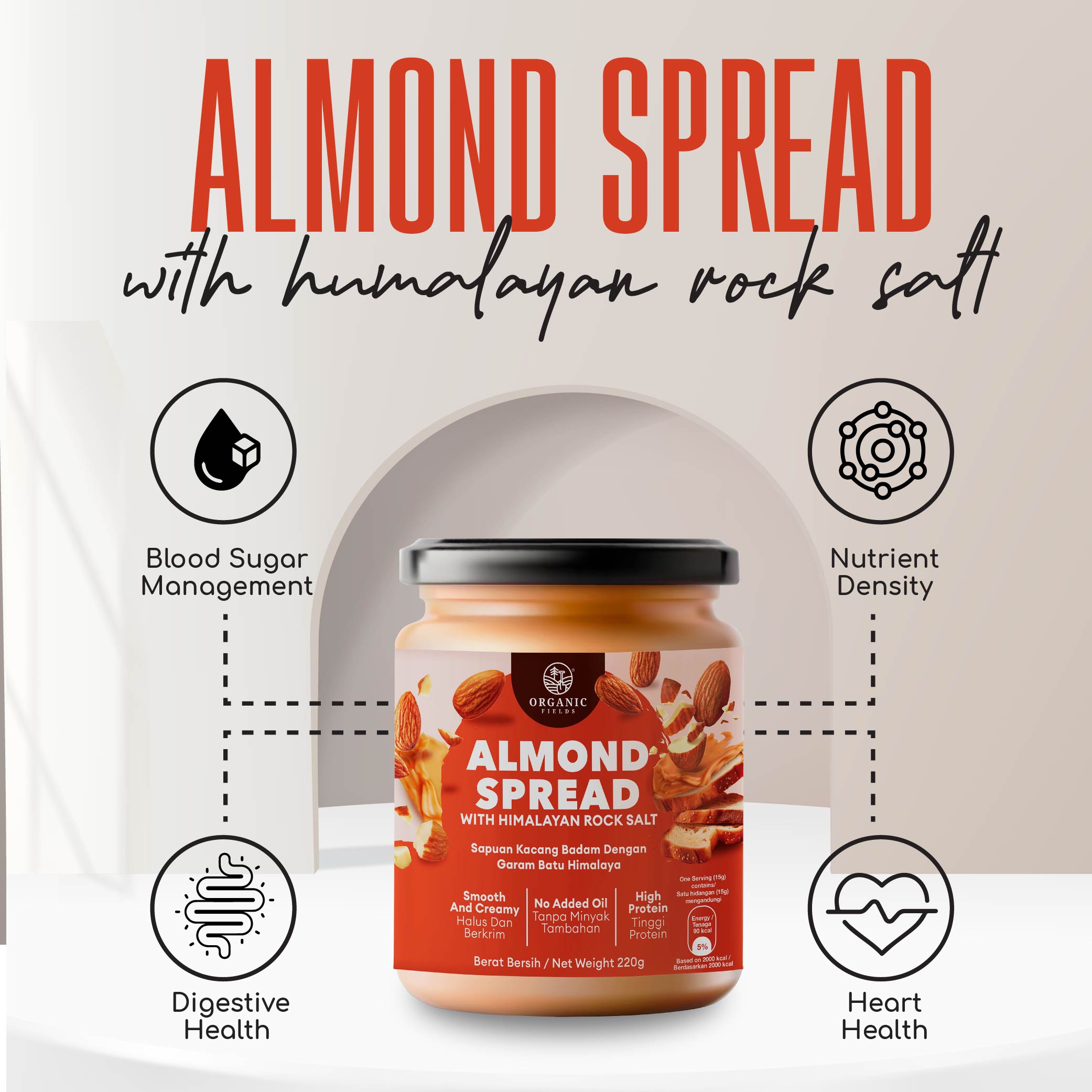 Almond Spread with Himalayan Rock Salt 220g